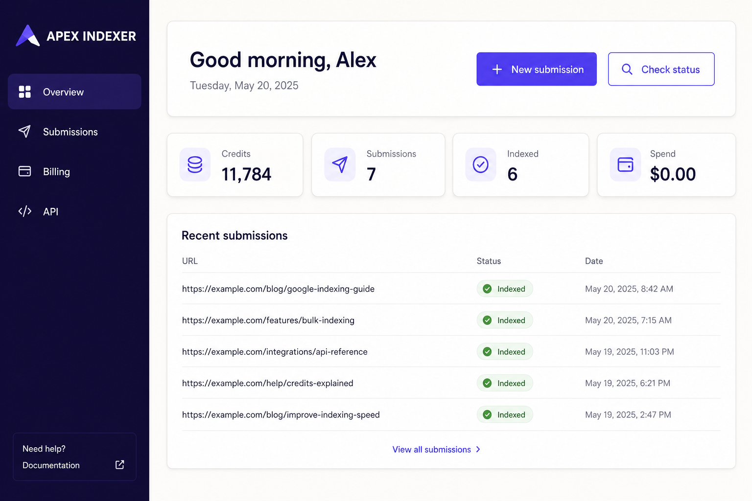 InstantIndexer Chrome Extension Preview